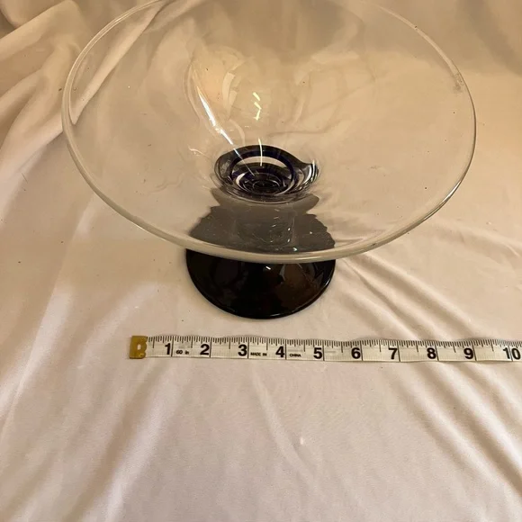 Elegant Glass Compote with Navy Base - Picture 6 of 9